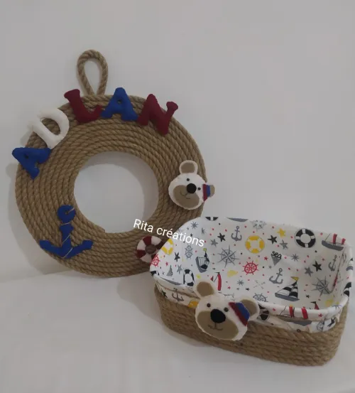 Panier+déco porte personnalisé pour bébé