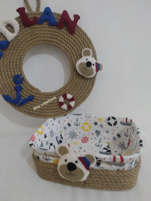 Panier+déco porte personnalisé pour bébé