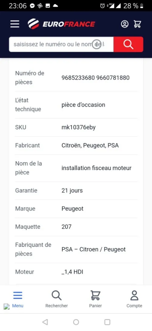 Ficeau de motor 207 cass france ndiff bazef