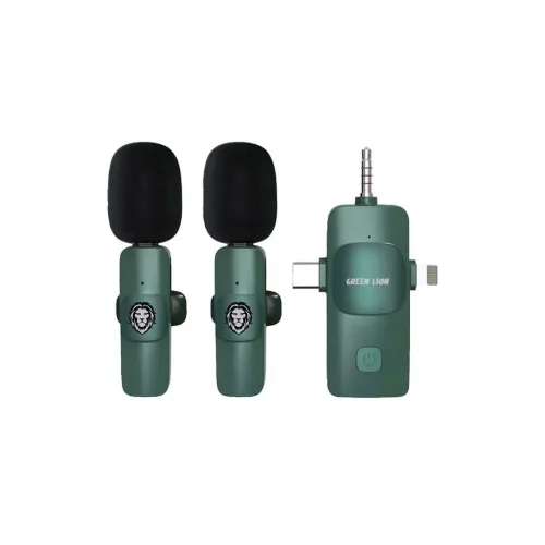 Double Microphone 3 en 1 Green Lion Type-C / Lightning / Aux 5h de temps de travail