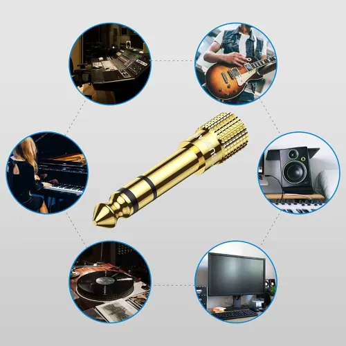 Adaptateur Jack 6.5mm Mâle vers 3.5mm Femelle, Casque Prise Adaptateur Audio Connecteur Stéréo pour Casque, Guitare Électrique, Carte Son, Smartphone.