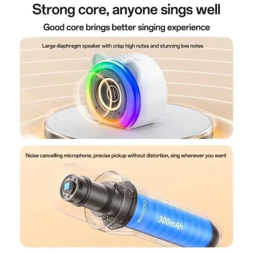 YESIDO YSW36 mini système de karaoké sans fil, enceinte Bluetooth et de deux microphones