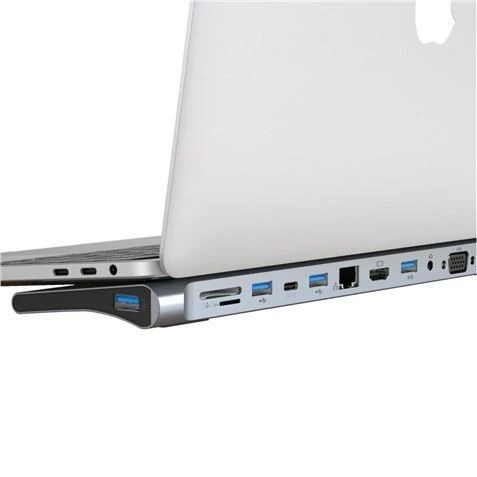 HUB XO HUB010 12en1 HDMI/VGA/2*USB3.0/2*USB2.0/Micro SD/SD/RJ45/mini-jack/Type C/Type C100W