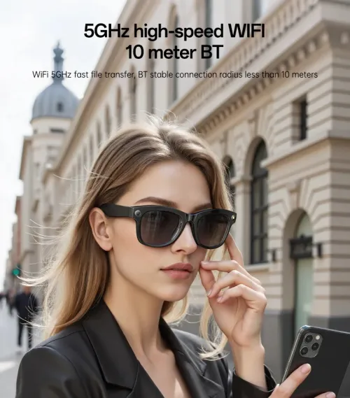 lunettes intelligentes Yesido IO42 connectées à commande, avec caméra intégrée et d'un assistant IA