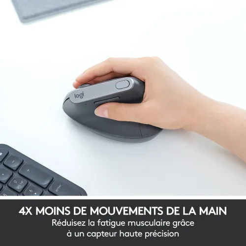 Souris sans fil vertical 57 trois modes de connexion/USB2,4GHz/Bluetooth intégré/câble USBC originale Logitech