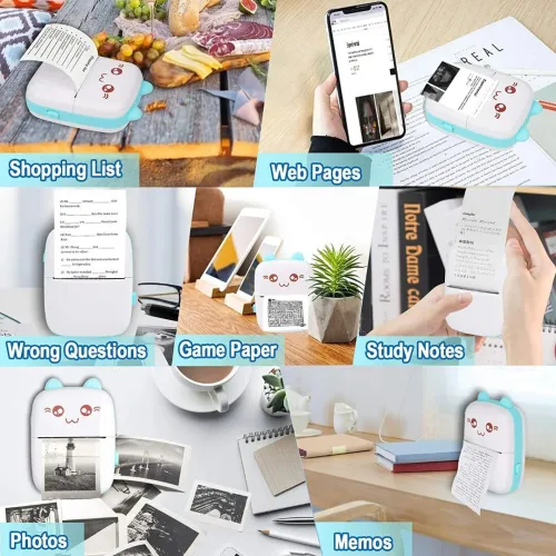 Imprimante photo mobile sans fil Bluetooth, compatible avec les appareils iOS et Android, 