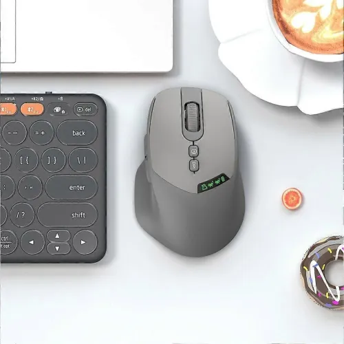 Souris rechargeable double BT 2.4G/Bluetooth 5.0 avec afficheur, silencieuse PRMW37