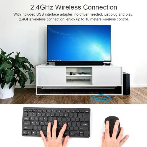 Mini Clavier AZERTY et Souris KM901 Combo 2.4G Sans Fil 78 Touches