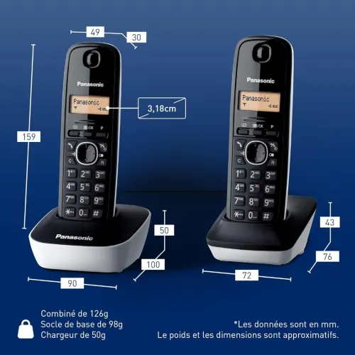 Panasonic KX-TG1612FRH ensemble de deux téléphones fixes sans fil (Duo)