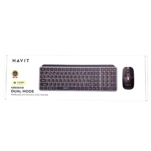 Clavier + Souris HAVIT Sans Fil Rechargeable Bluetooth Intégrer + 2.4GHz KB836WB Compatible PC / Laptop / Tablette