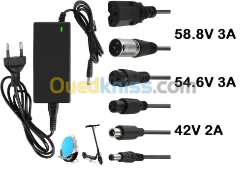 Chargeur Trottinette Electrique, Hoverboard, Scooter avec 6 Connecteurs  58.8V 3A/ 54.6V 3A/ 42V 2A/