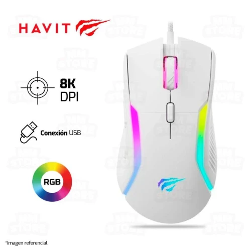 Havit Gamenote MS1033 souris de jeu filaire RGB avec 9 boutons programmable à 8000 DPI.
