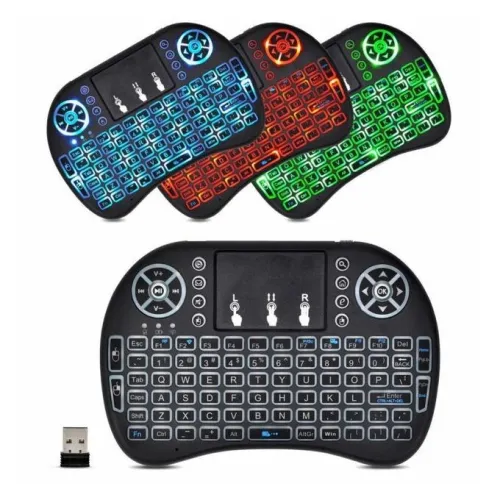Mini Clavier Sans Fil avec souris RGB Rechargeable Pour Smart Tv Android Box pc