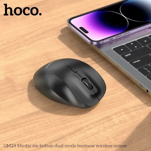 Souris sans fil GM24 Hoco double mode Bluetooth 2.4gHz USB avec boutons latéraux pour laptop