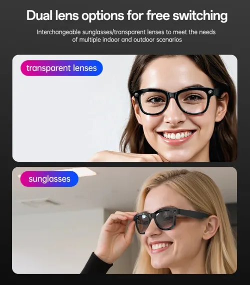lunettes intelligentes Yesido IO42 connectées à commande, avec caméra intégrée et d'un assistant IA