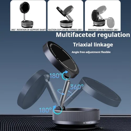 Support magnétique pour téléphone PH49/PH51/PH52 fixation par ventouse orientable à 360 pour voiture/bureau en détail et en gros
