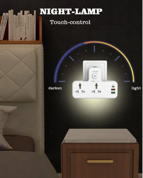 MULTIPRISE LDNIO SC2311 AVEC 3USB 20W ET 2PRISES ÉLECTRIQUES ET VEILLEUSE