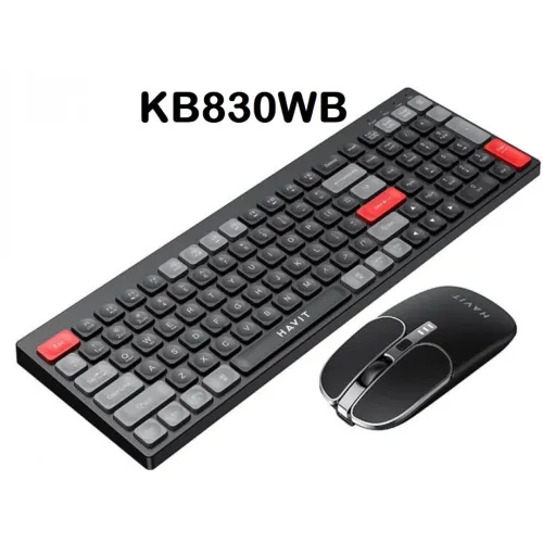 HAVIT COMBO CLAVIER SOURIS SANS FIL RECHARGEABLE 2.4/BT/ modele KB835WB/KB836WB/KB830WB