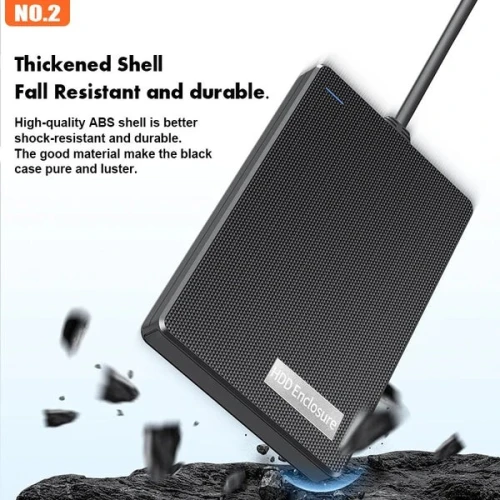 Boîtier de disque dur USB 2.5pouces disque avec de câble intégré Type-C et USB