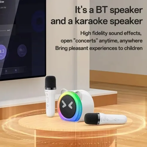 YESIDO YSW36 mini système de karaoké sans fil, enceinte Bluetooth et de deux microphones