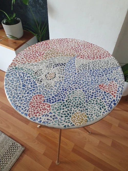 Table Mosaïque & fer forgé tête á tête