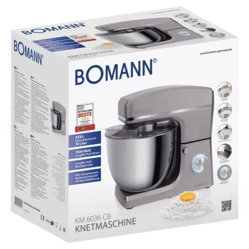 Bomann Robot Pétrin Multifonction 10L 1500W - Km 6036 Cb -Argent