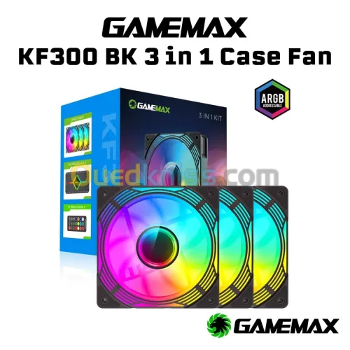 PACK 3 VENTILO GAMEMAX KF300R ARGB BLACK