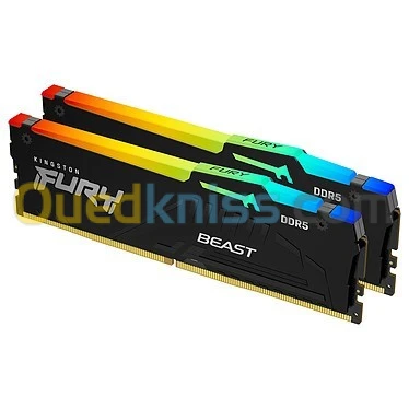RAM KINGSTON 16GO 2X8GO 6000MHZ FURY BEAST RGB DDR5 CL40
