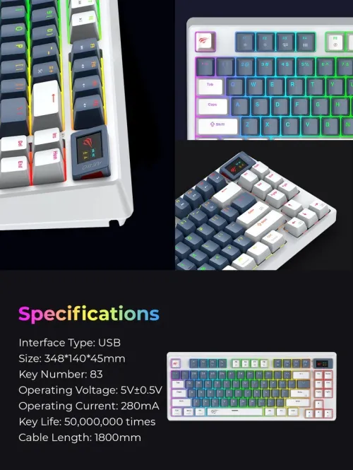 CLAVIER HAVIT GAMENOTE KB884L MECANIQUE RED SWITCH