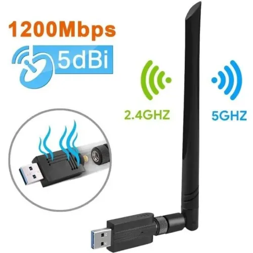 CARTE WIFI USB AC1200 5DBI DUAL BAND WIFI 5