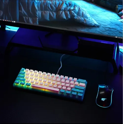 CLAVIER HAVIT GAMENOTE KB903L RGB MECANIQUE RED SWITCH BLUE WHITE