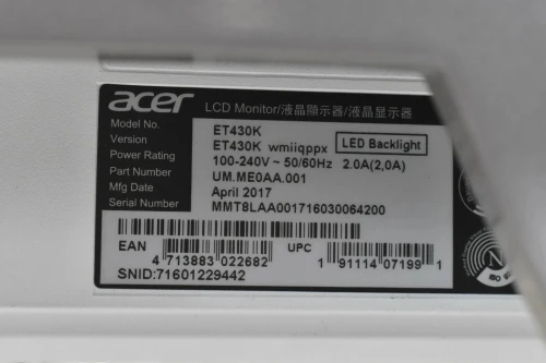 ECRON Acer et430k = 43 inch- ips- 4K UHD-60HZ