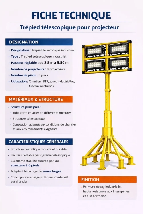 Trepied projecteur telescopique