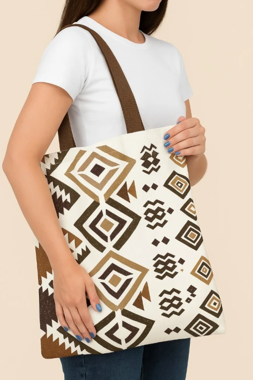 TOTE Bag polyester berbère / حقيبة توت من البوليستر بنقوش أمازيغية