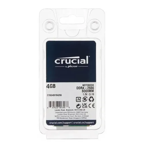 RAM PC PORTABLE 4GB DDR4 2666 CRUCIAL NEW