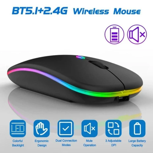 Souris W10 LED sans fil rechargeable Bluetooth