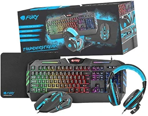 COMBO GAMING FURY THUNDERJET 4 IN 1 CLAVIER+SOURIS+CASQUE+TAPIS