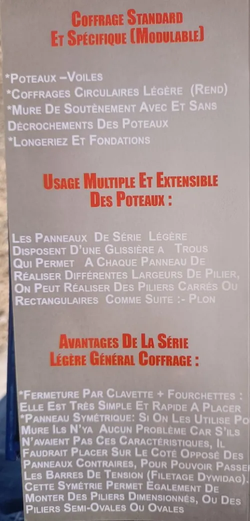 Coffrage métalliques poteaux et voiles 