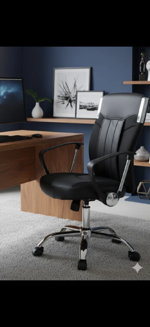 Chaise Bureau Opérateur en Similicuir Noir Confort et Élégance  كرسي مكتب مريح وجودة عالية