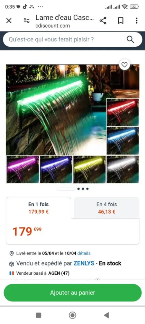 lame d'eau inox et acrylique avec led.  LED نافورة ماء من الفولاذ المقاوم للصدأ والأكريليك مع 