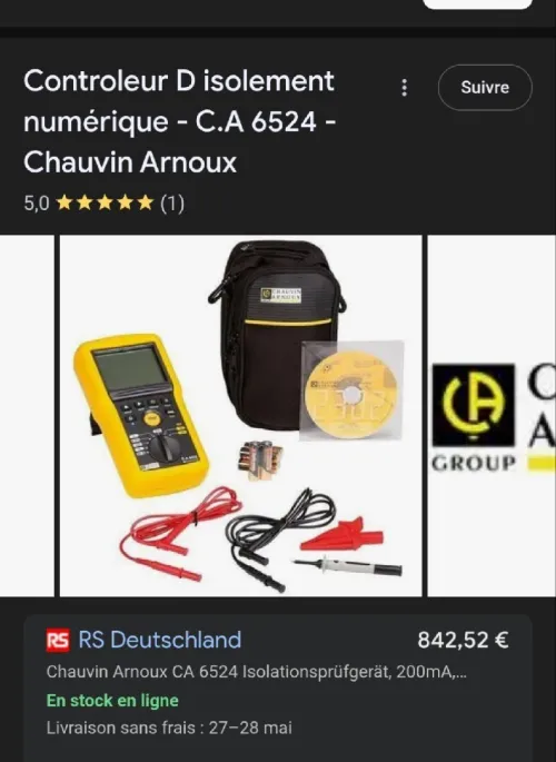 Mégohmmètre contrôleur d'isolement et continuité - Chauvin Arnoux - CA 6524 -1 kV