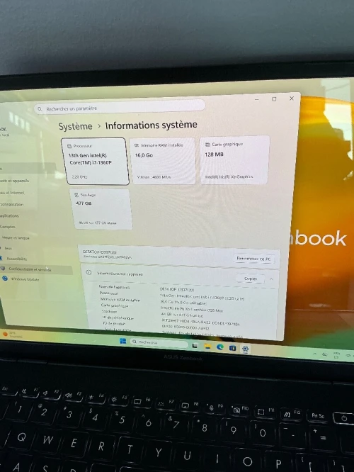 ASUS ZENBOOK 14 PUCE 2.8K OLED  I7-1360P 16GB 512 NVMe