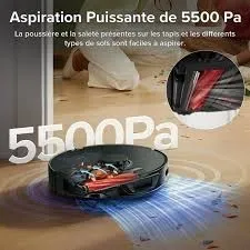 Robot Aspirateur Laveur avec Station roborock S7 Max Ultra  5500Pa 180 min autonomie blanc