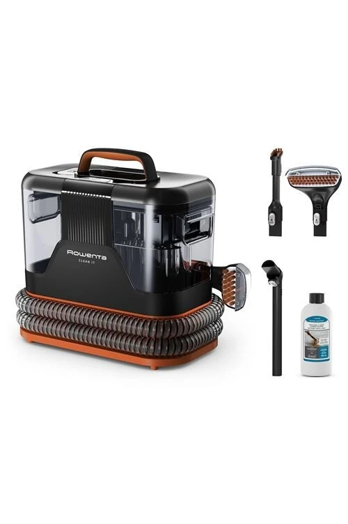 Aspirateur à main Rowenta Shampouineuse textile Clean It IN5011F0-Réservoir eau propre : 1.8 L - Réservoir eau sale : 1.5 L Longueur tuyau 1,75 m - Longueur câble : 5 m
