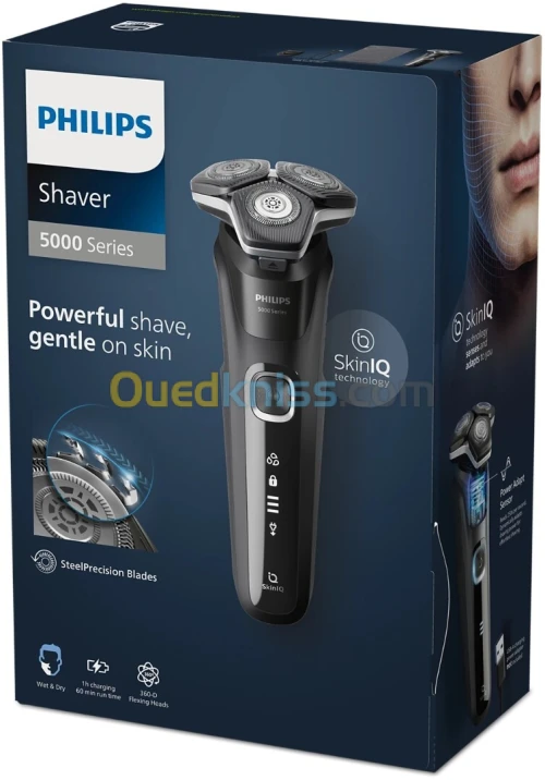 Philips Rasoir électrique Série 5000 Wet & Dry, station de nettoyage, coffret de voyage S5898