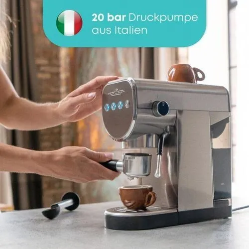 PROFICOOK Machine à café 2EN1: bras et capsules - 20 bars - inox - buse vapeur - pc es 1265