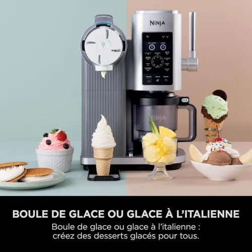 Ninja Sorbetière machine à glaces, 13 modes, a l talienne, gelatos, sorbets, milkshakes, NC701EU