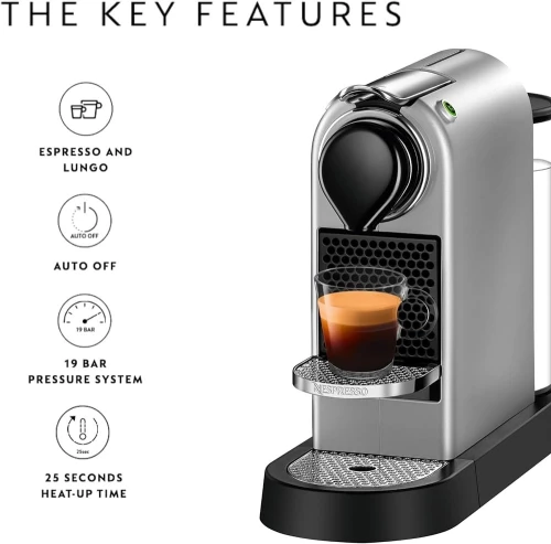 Machine a cafe capsules nespresso citiz c113 - 19 bars - silver ماشينة القهوة