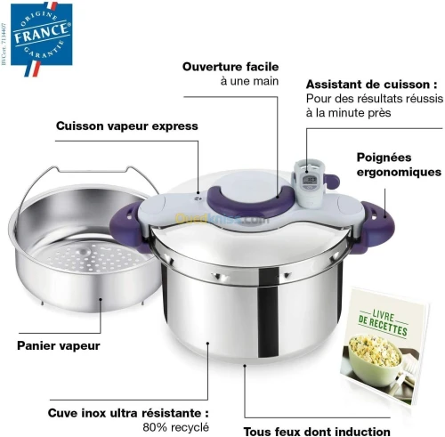 Seb Cocotte Minute - Clipso Minut Perfect - 9L-Silver/Bleu