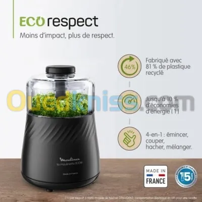 Moulinex MINI HACHOIRE Moulinette Eco Respect DP710810 - 800W - 4 fonctions-made in france